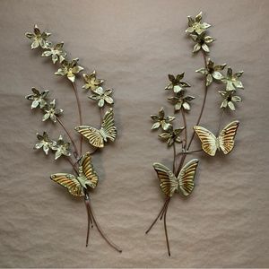 Vintage Brass Copper Home Interior’s Floral Butterfly Wall Art